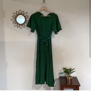 Darling Green Pleated Midi Dress